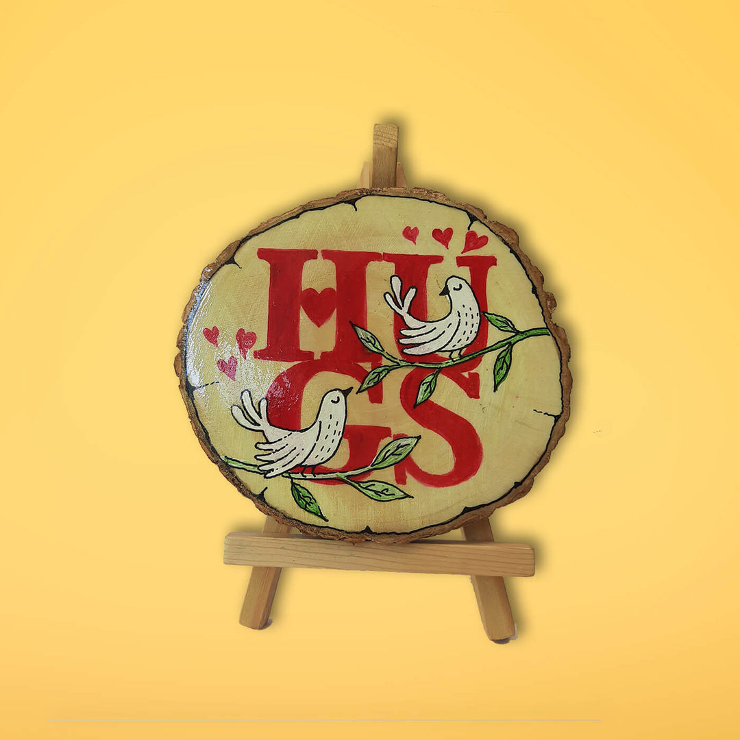 Handpainted "Hugs" Bird Memento for Valentines Day
