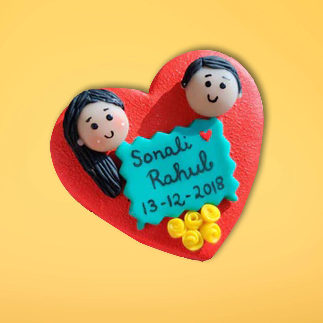 Handcrafted Clay Magnet for Couples
