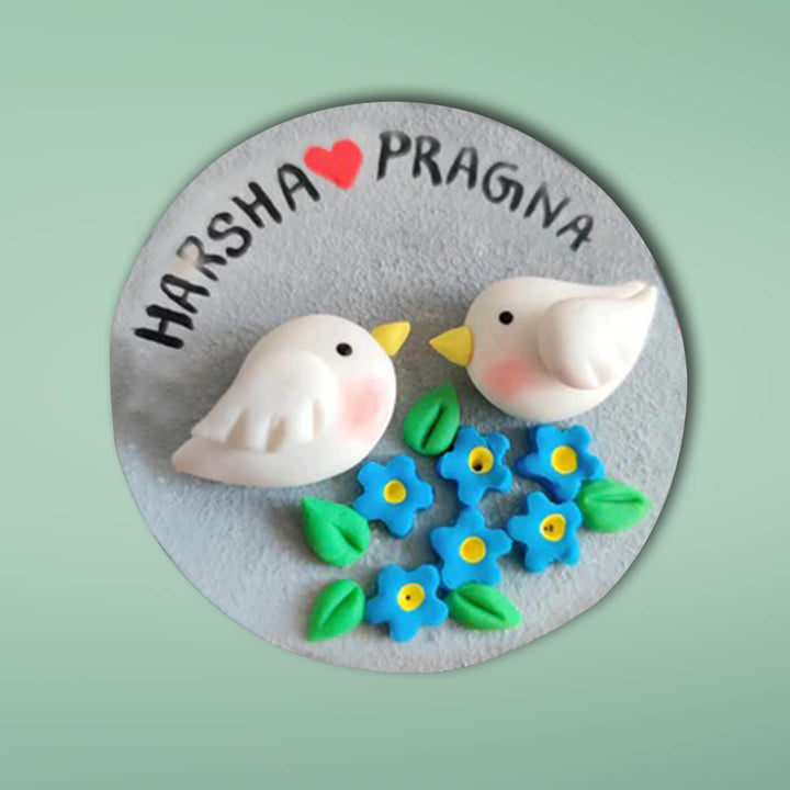 Handcrafted Clay Magnet for Couples - Love Birds - Zwende