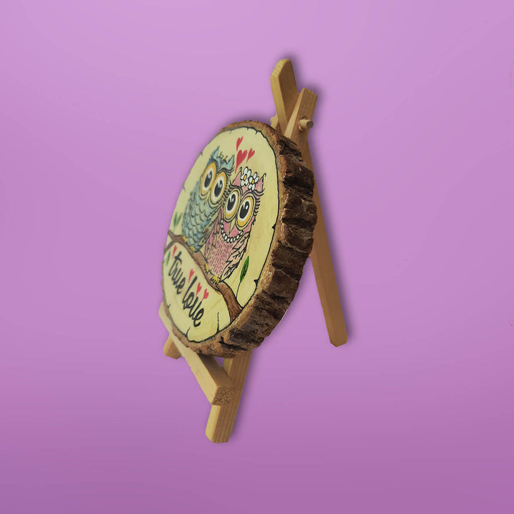 Handpainted "True Love" Bark Edged Owl Memento