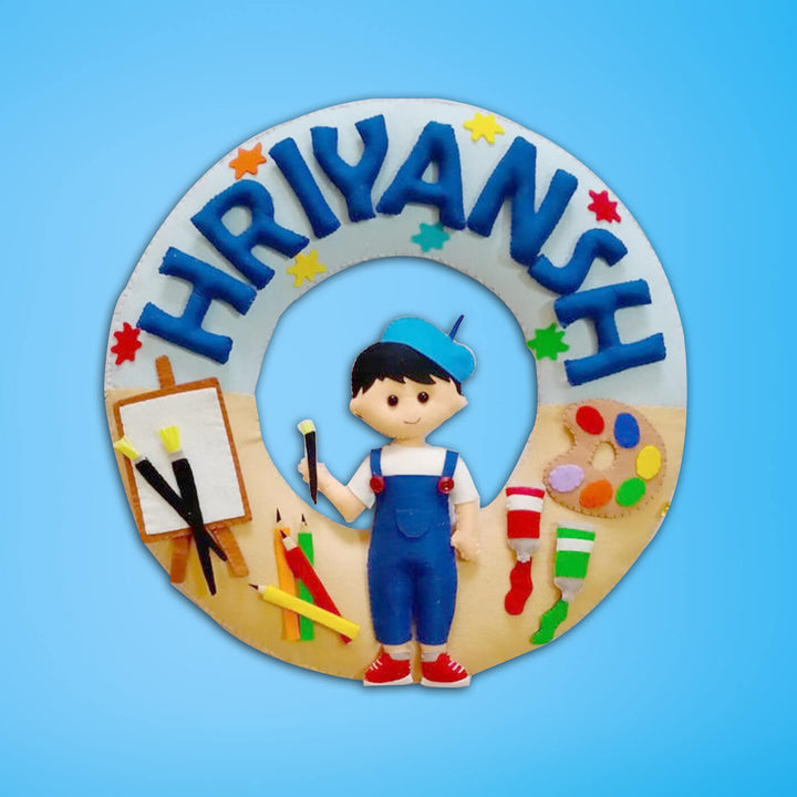Hand-stitched Artistic Theme Felt Wall Nameplate For Kids