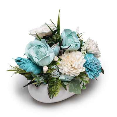 Handcrafted Solawood Flowers "Pastel Perfection" Floral Centerpiece
