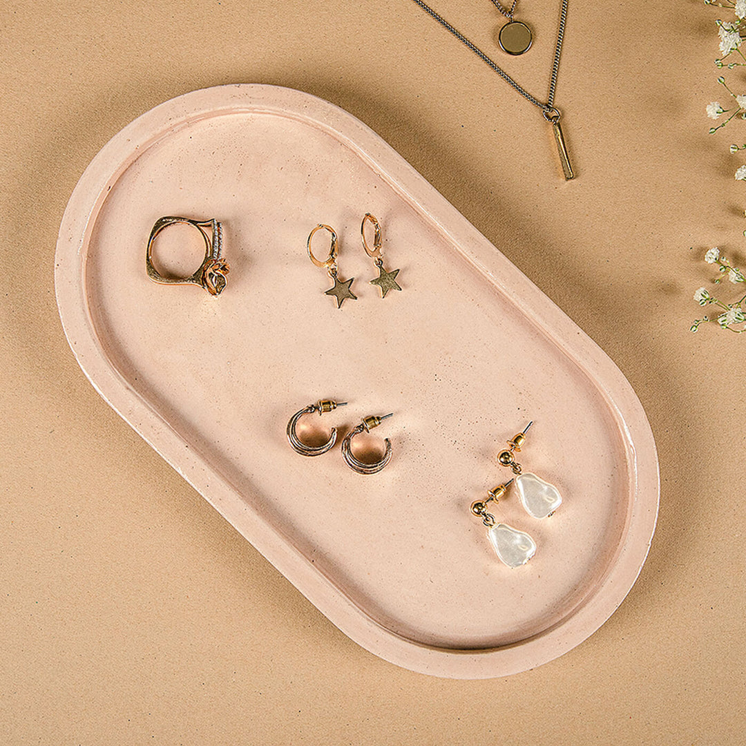 Oval Concrete Tray Peach