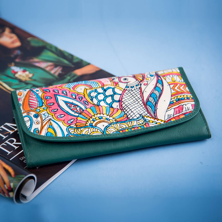 Emerald Green Peacock Maze Classic Flap Wallet