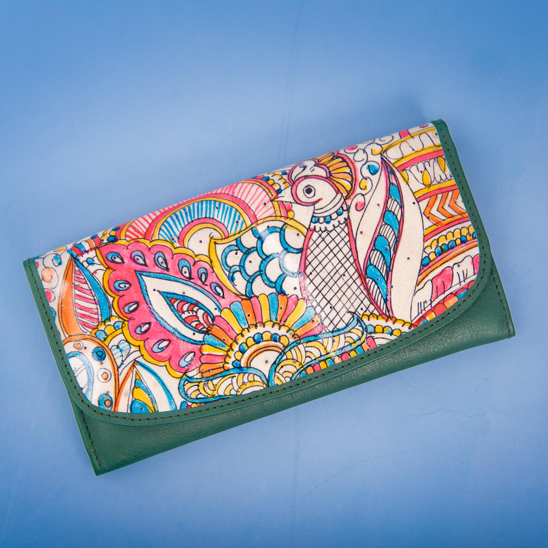 Emerald Green Peacock Maze Classic Flap Wallet