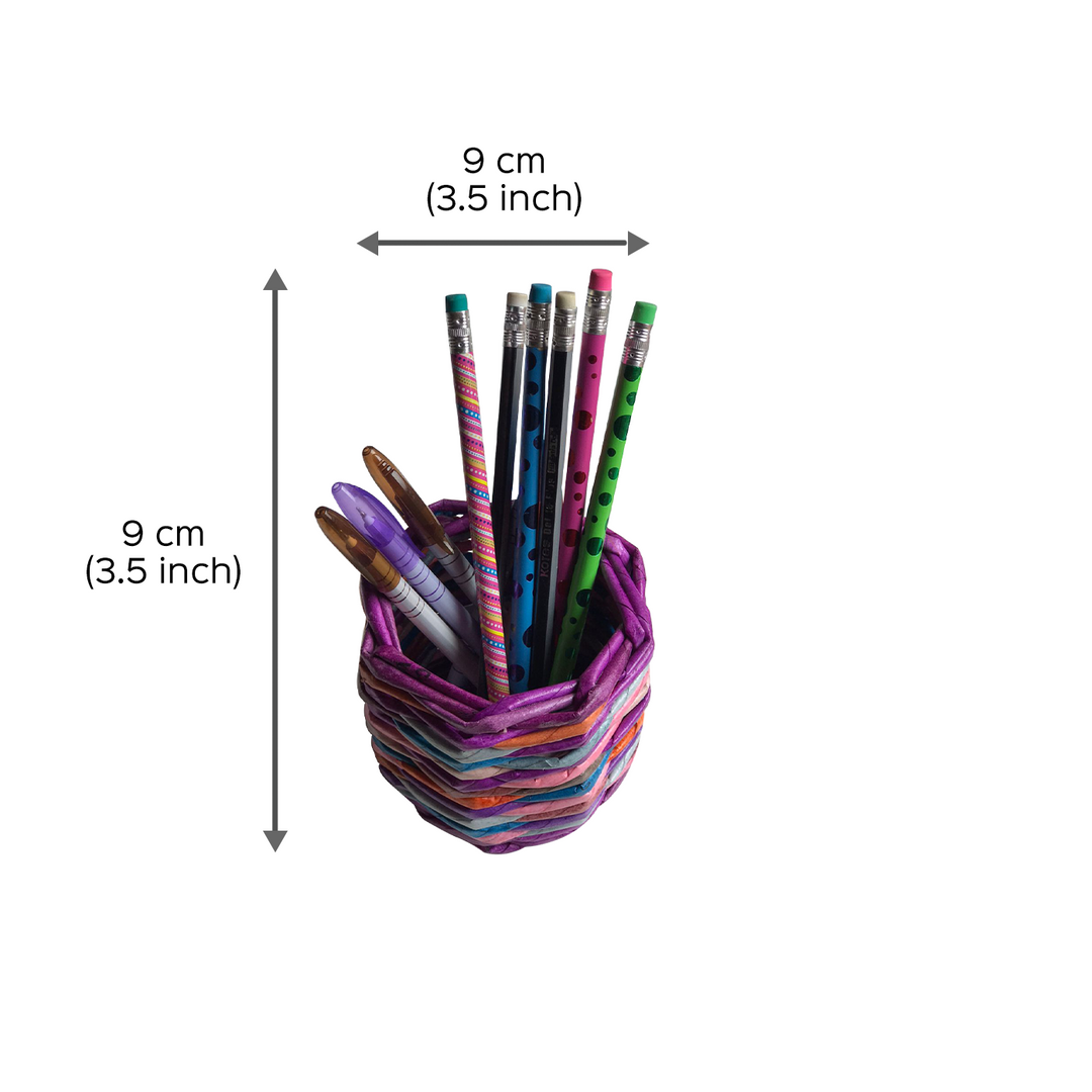 Handmade Upcycled Multi-coloured Pen Stand