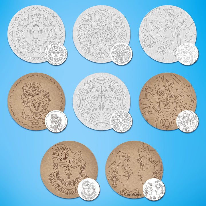 Trial Pack - Premarked Canvas and MDF bases - Set of 8 -