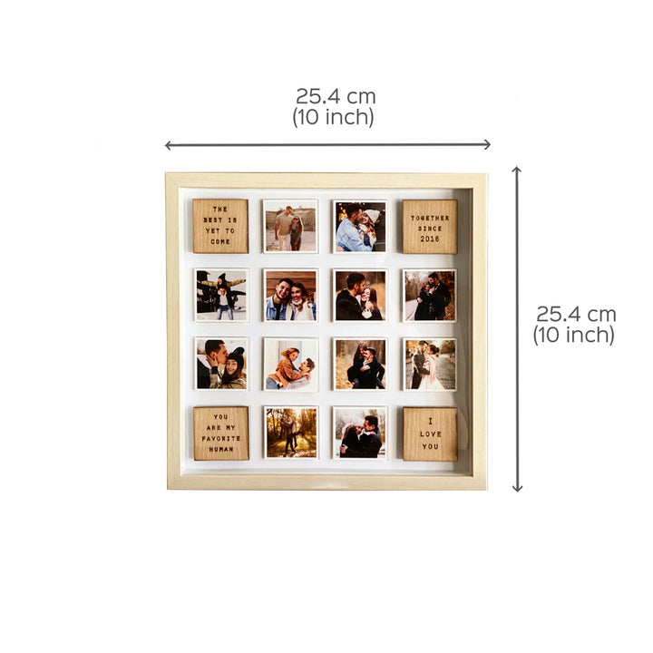 Personalized Wooden Photo Grid Frame For Couple - 12 Frames