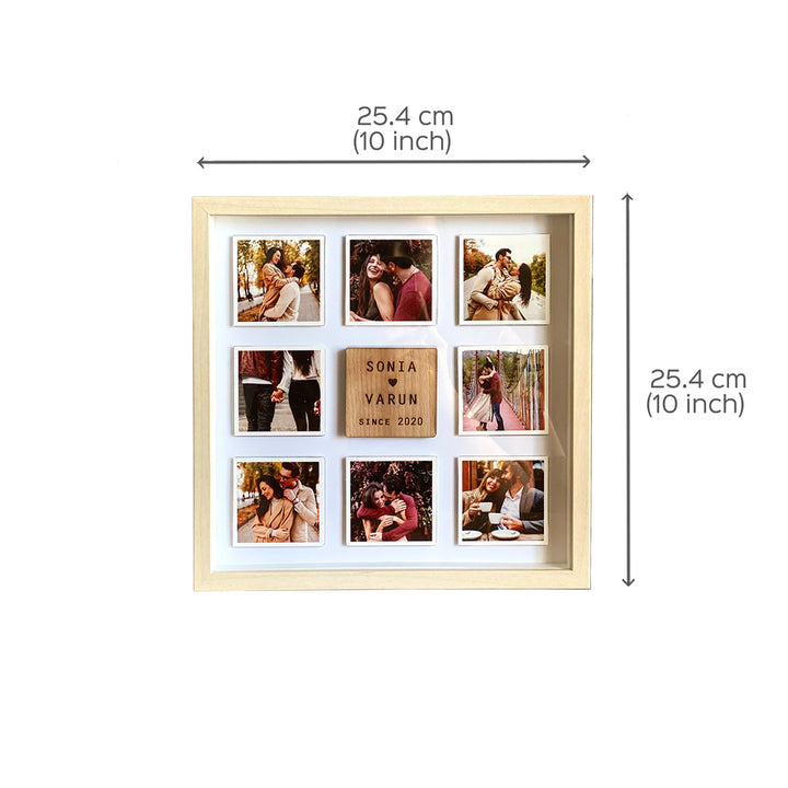 Personalized Wooden Photo Grid Frame For Couple - 8 Frames