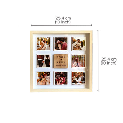 Personalized Wooden Photo Grid Frame For Couple - 8 Frames