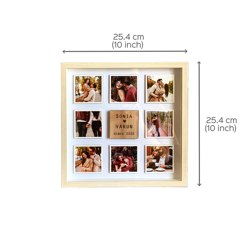 Personalized Wooden Photo Grid Frame For Couple - 8 Frames