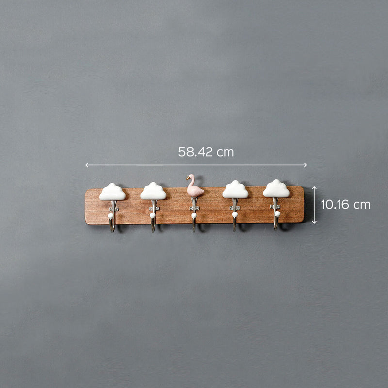 Handmade Ceramic and Wood Flamingo Hook for Kids&