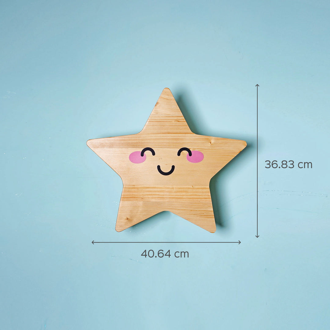 Smiley Star Brown Backlit Wall Light for Kids