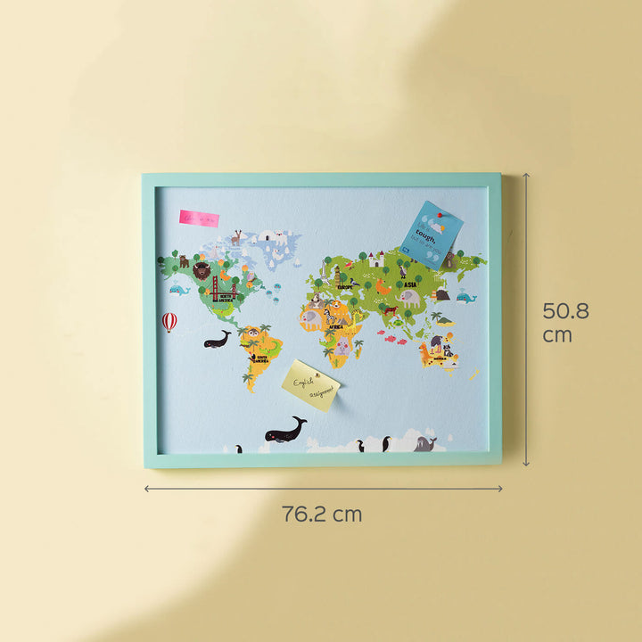 World Map Cork Pinboard for Kids