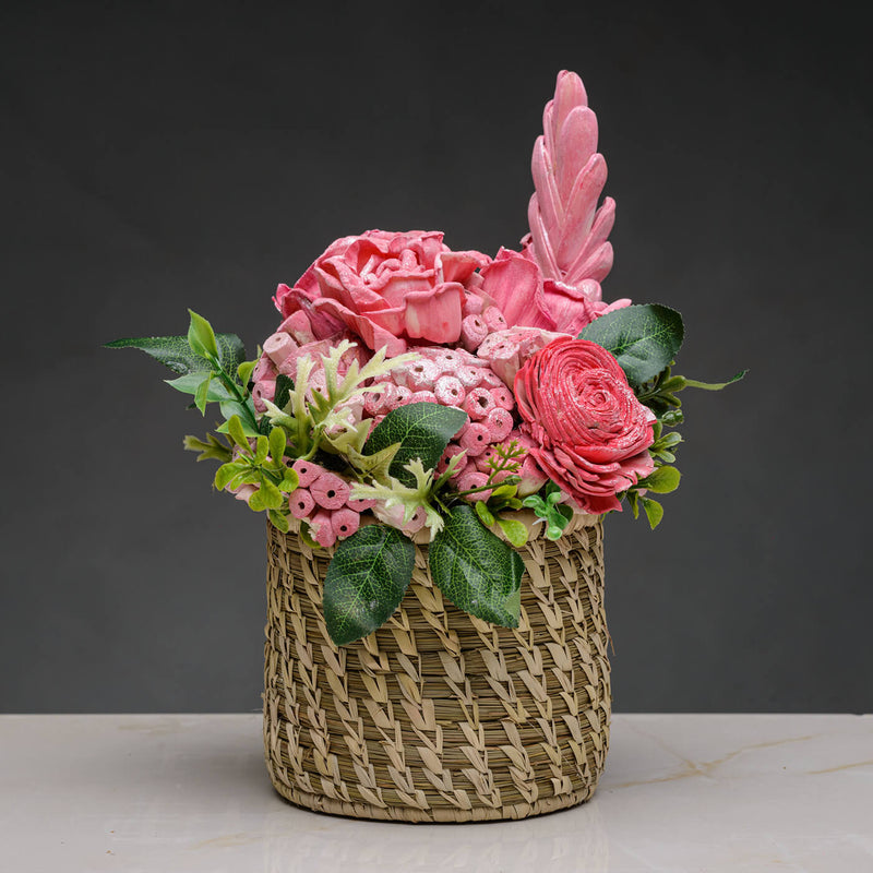 Handcrafted Solawood Flowers "Pink Perfection" Floral Arrangement