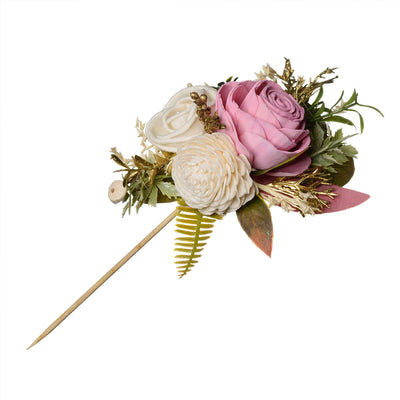Rose Pink Cake Topper with Sola Wood Floral Arrangement and Sticks