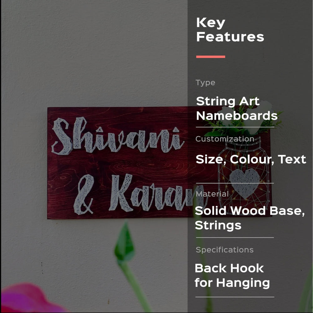 String Art Mason Jar Nameplate for Couples - Chantilly White - Zwende