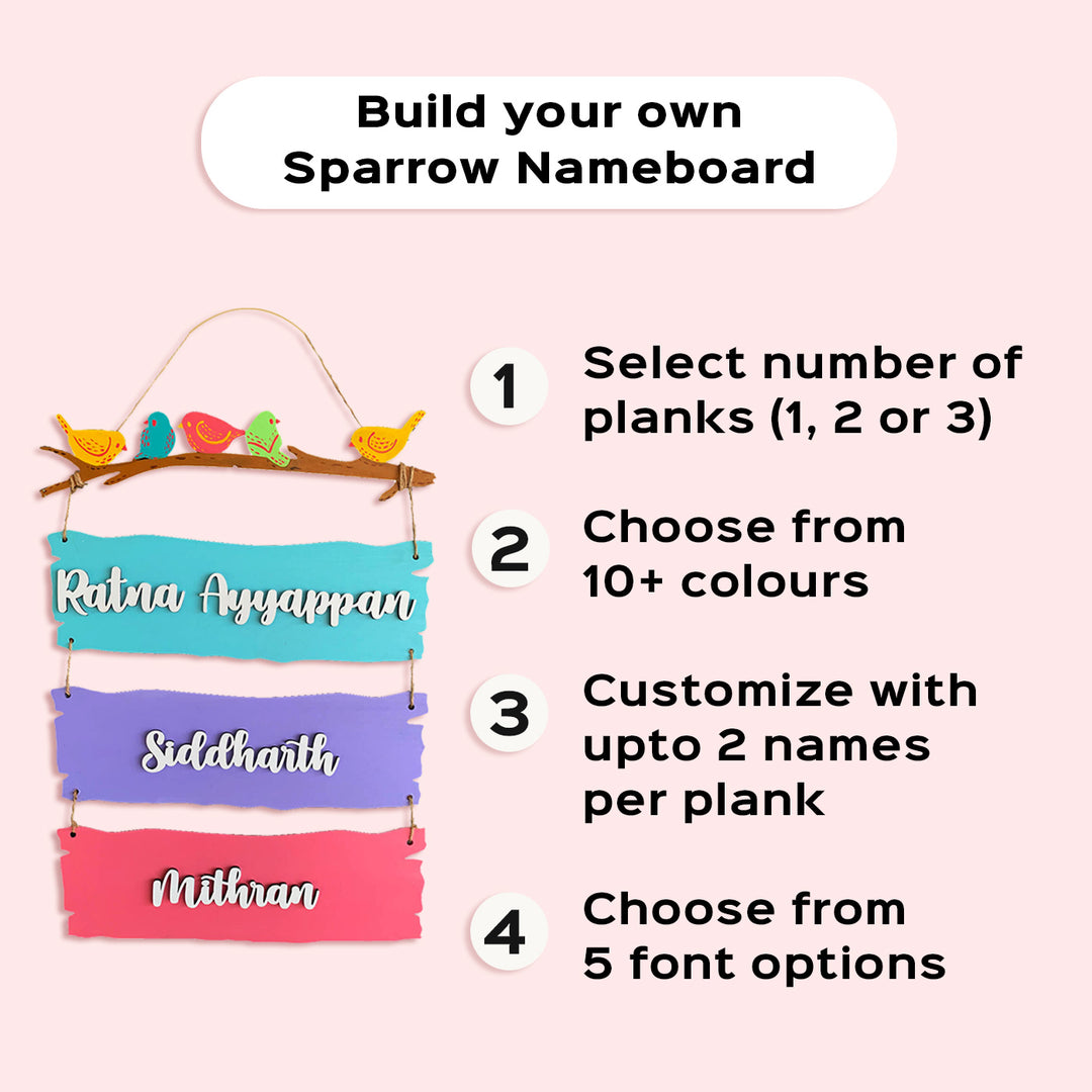Personalized Sparrow Plank Nameplate