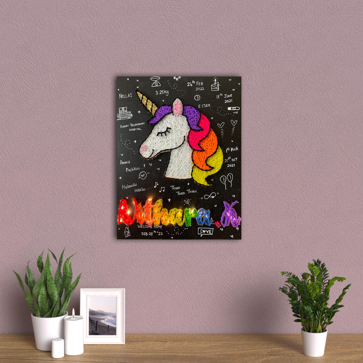 Buy Rectangular Unicorn String Name Board Online On Zwende