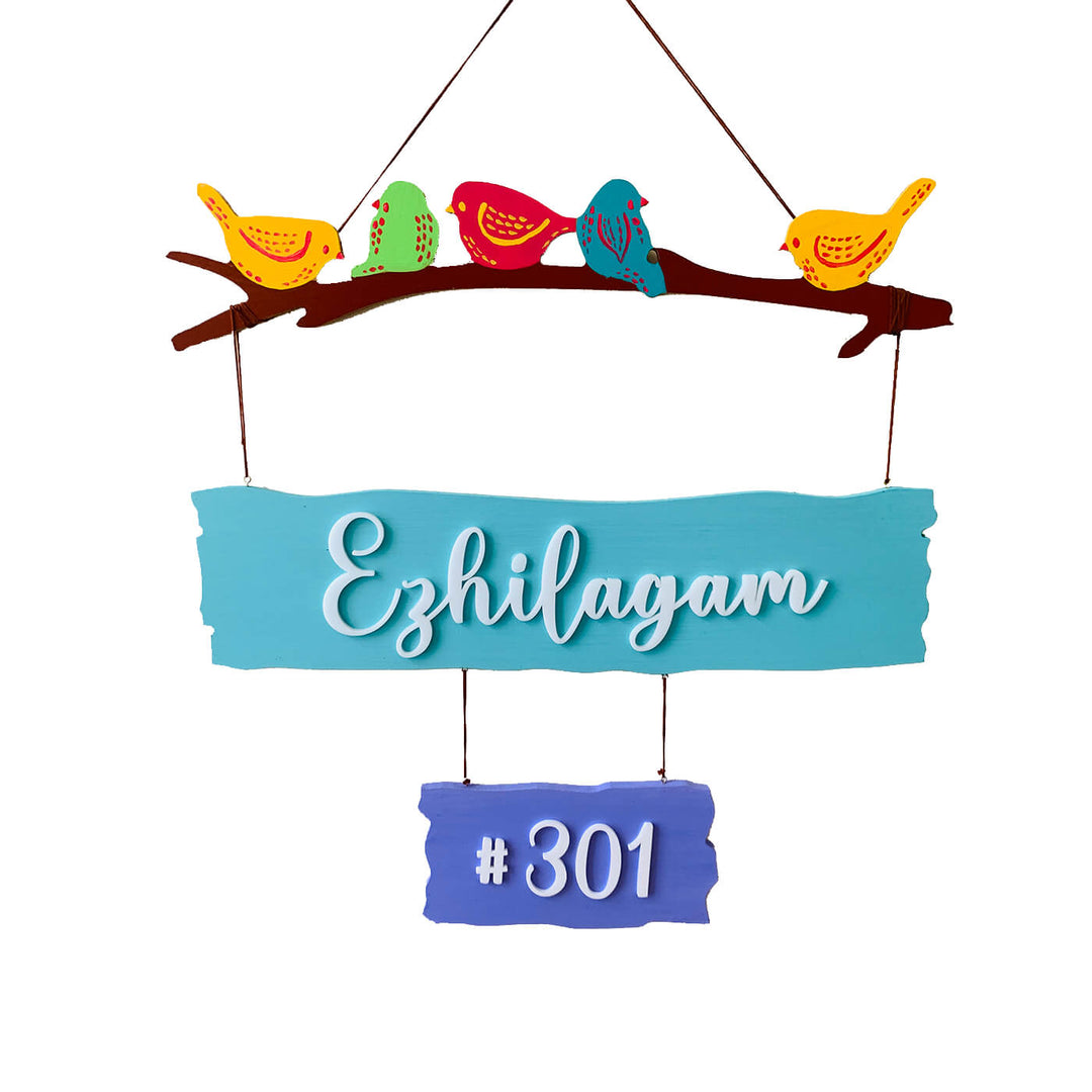2 Pallet Sparrow Rectangular Name Plate With House Number - Front View Hanging Sign with Name and Number