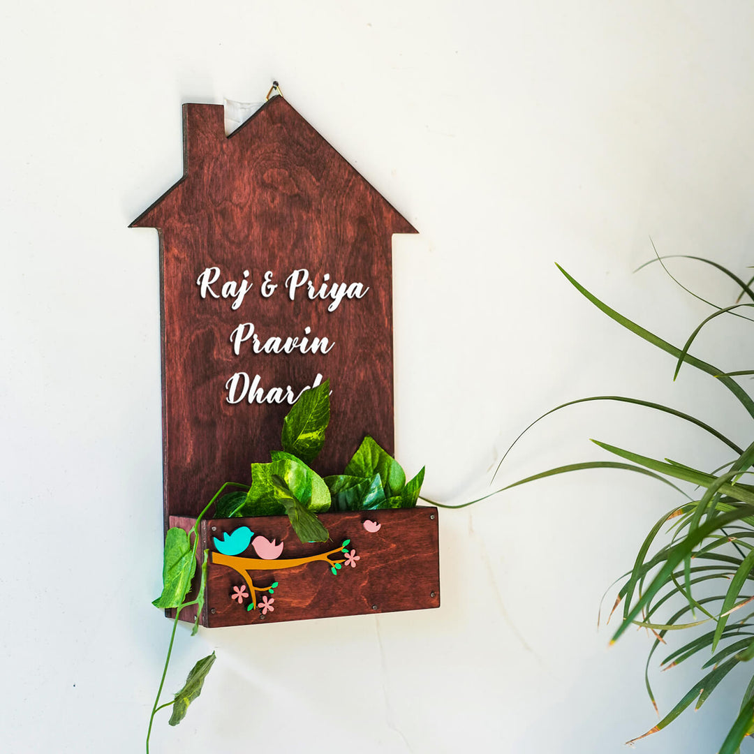 House Shaped Birds Planter Nameboard