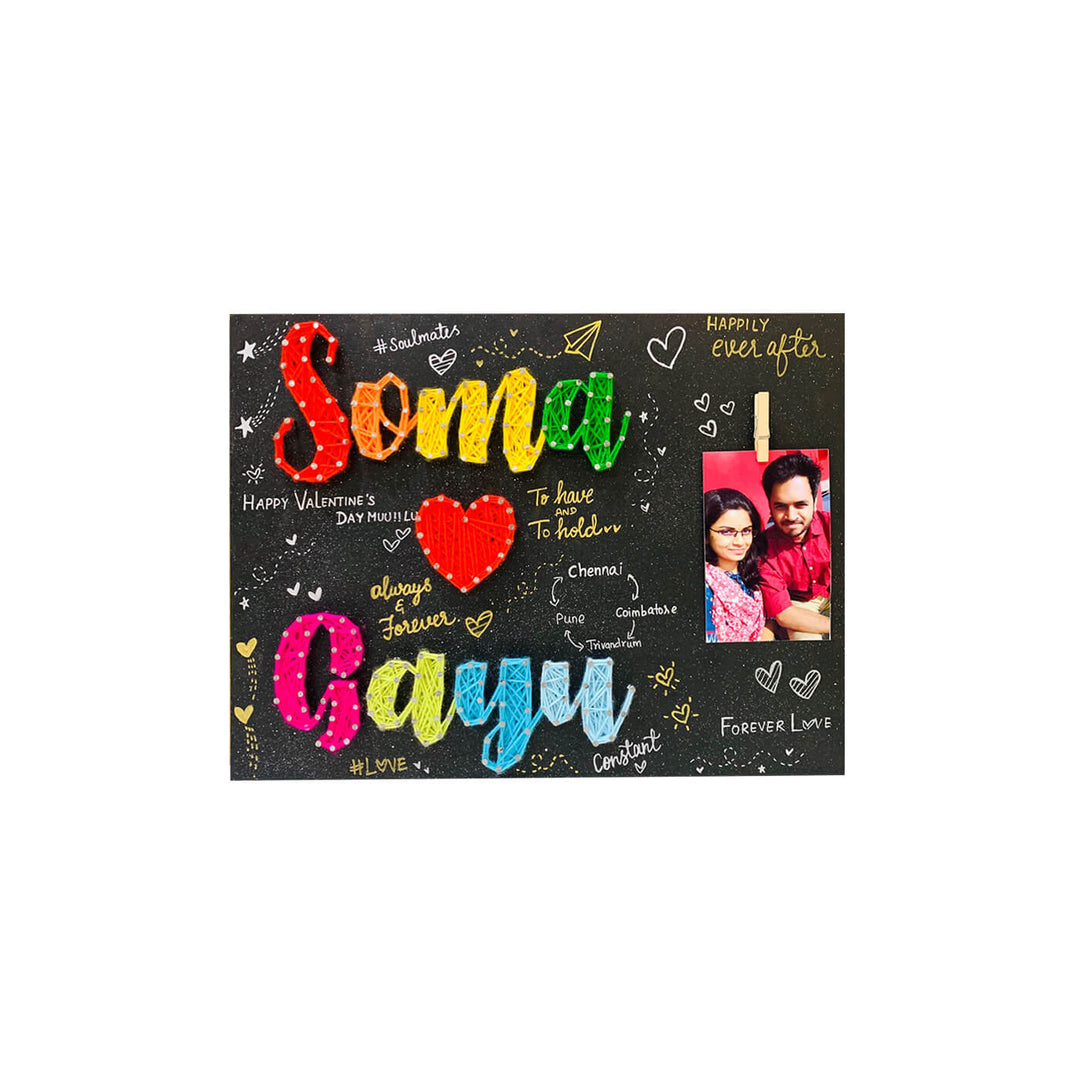Couple String Art Name Board with Customized Photo