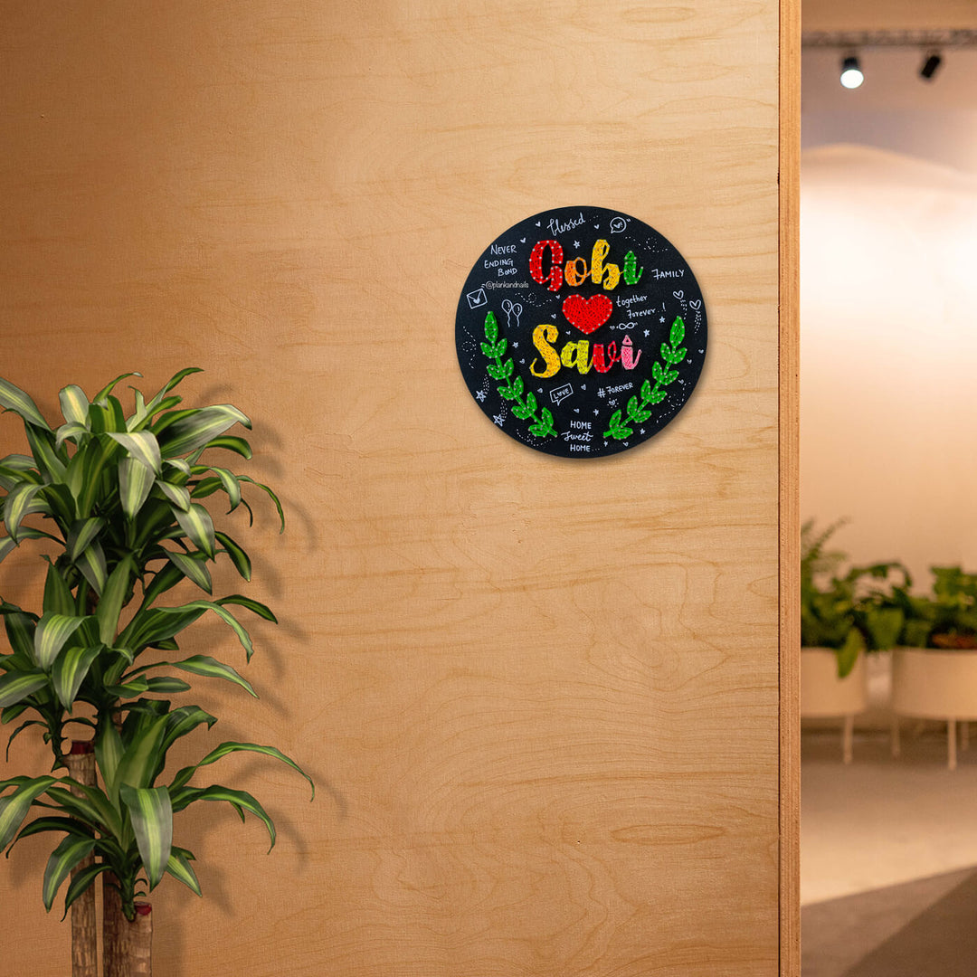 Buy Round String Art Couple Wreath Name Board Online On Zwende