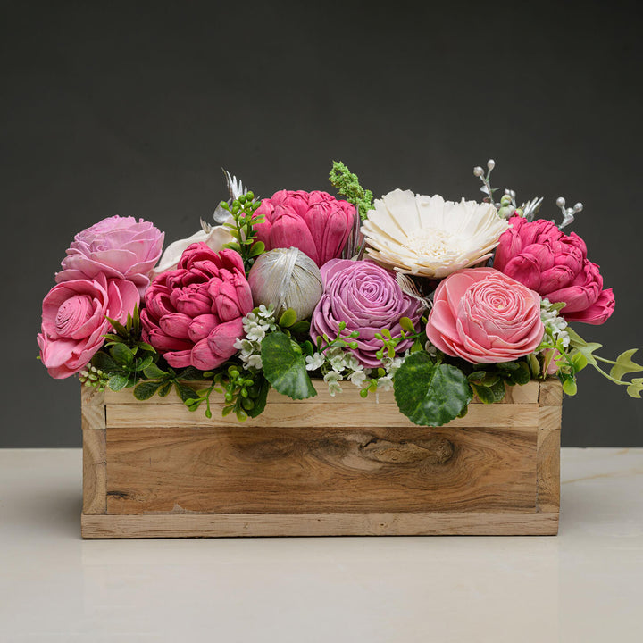 Handcrafted Solawood Flowers "Pretty in Pink" Floral Centerpiece