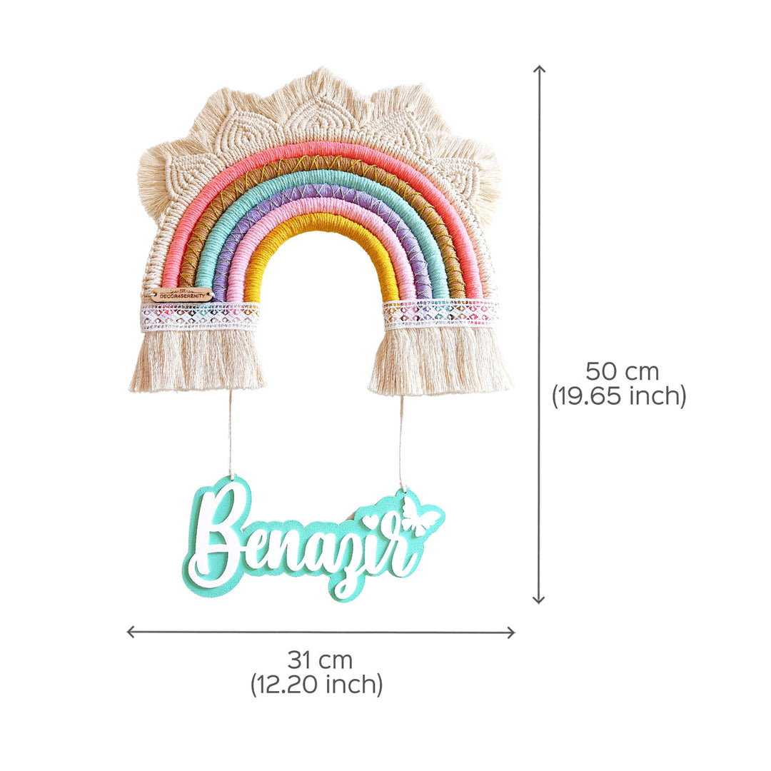 Macrame Princess Rainbow Personalized Kids' Nameplate