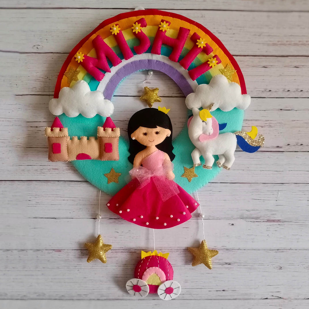 Hand-stitched Princess Theme Felt Nameplate For Girls