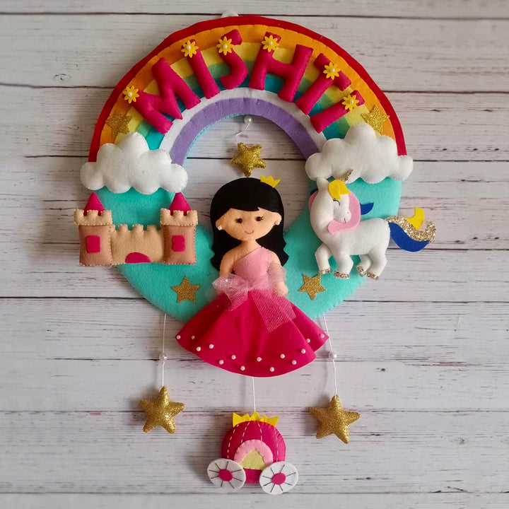 Hand-stitched Princess Theme Felt Nameplate For Girls