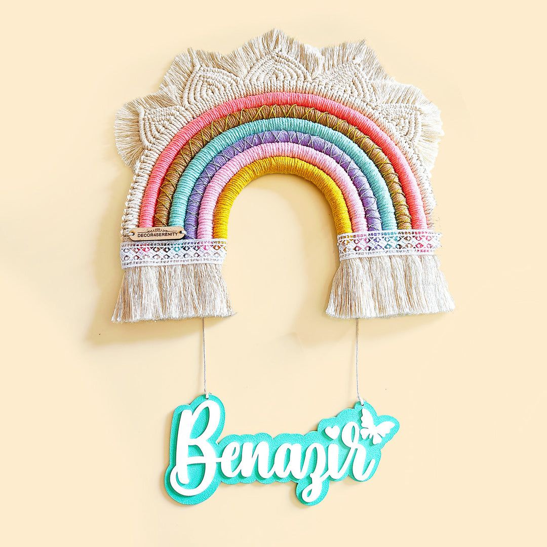 Macrame Princess Rainbow Personalized Kids' Nameplate