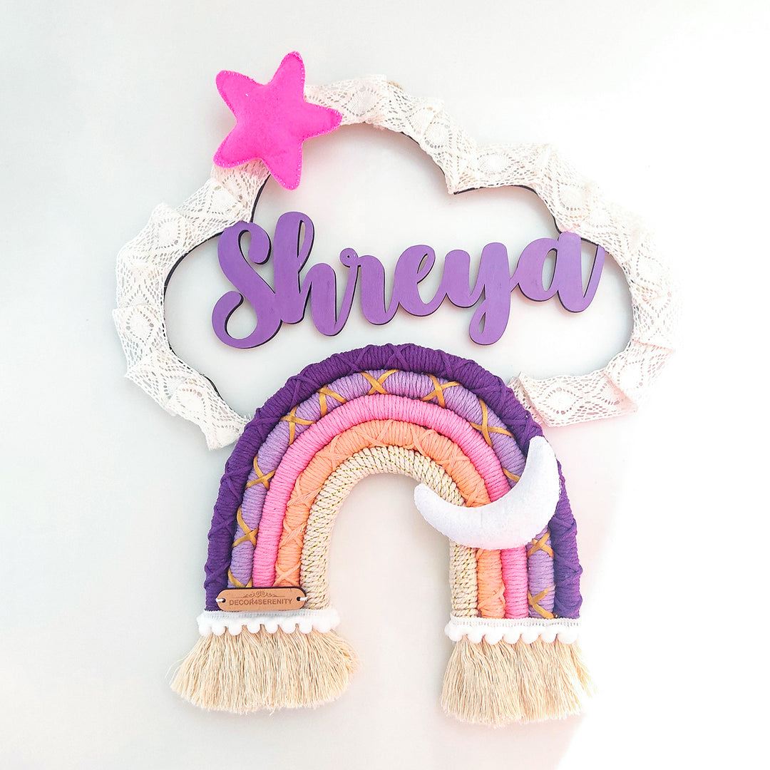 Macrame Cloud & Star Personalized Kids' Nameplate