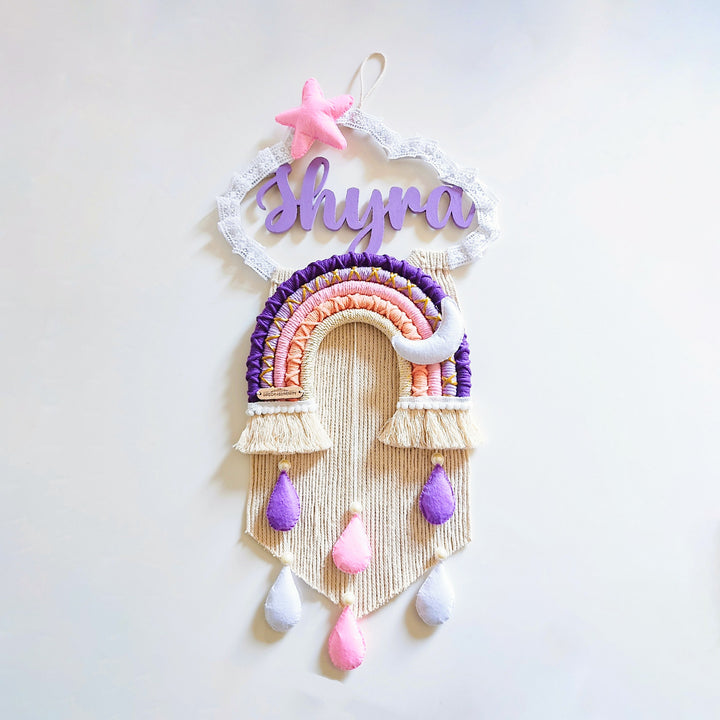 Macrame Cloud Rainbow Personalized Kids' Nameplate