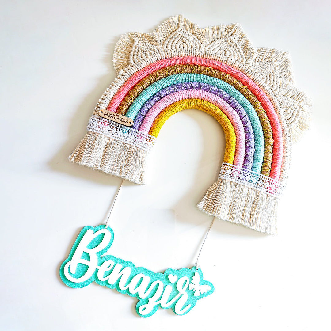 Macrame Princess Rainbow Personalized Kids' Nameplate