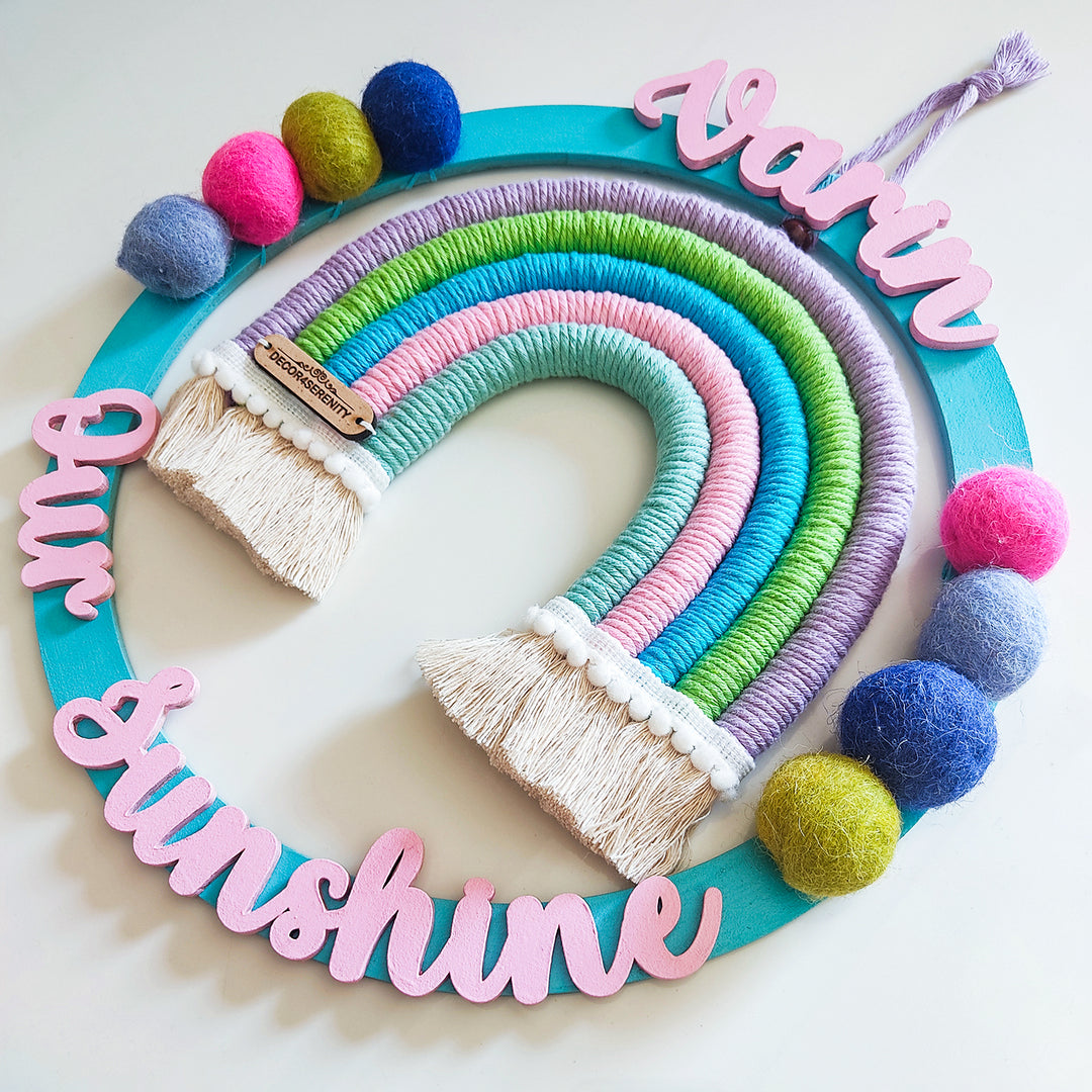 Macrame Ring Rainbow Personalized Kids' Nameplate