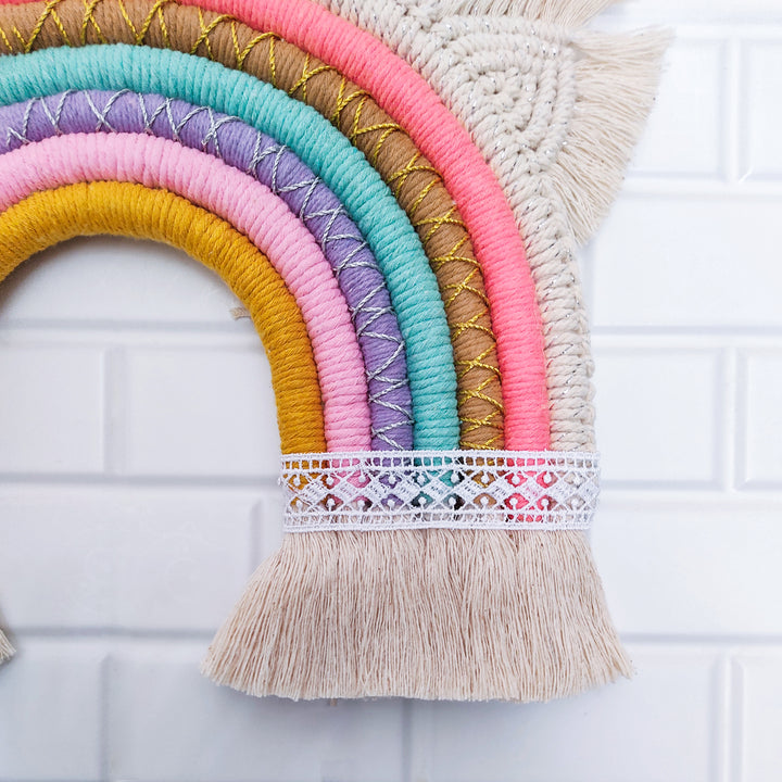 Macrame Princess Rainbow Kids' Wall Hanging