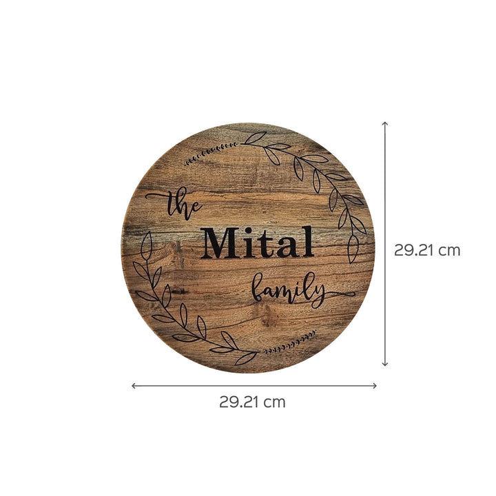 Round Rustic Wood Hand-painted Family Nameboard - Zwende