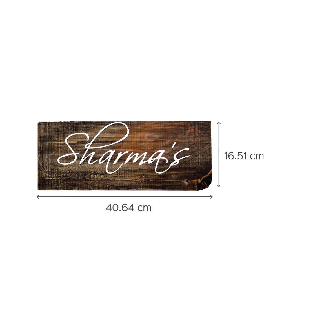 Rustic Wood Hand Painted Family Name Plate - Dimension Chart with Text Example