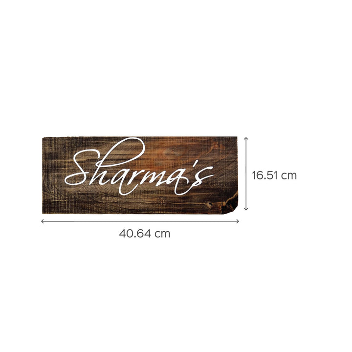 Rustic Wood Hand Painted Family Name Plate - Dimension Chart with Text Example