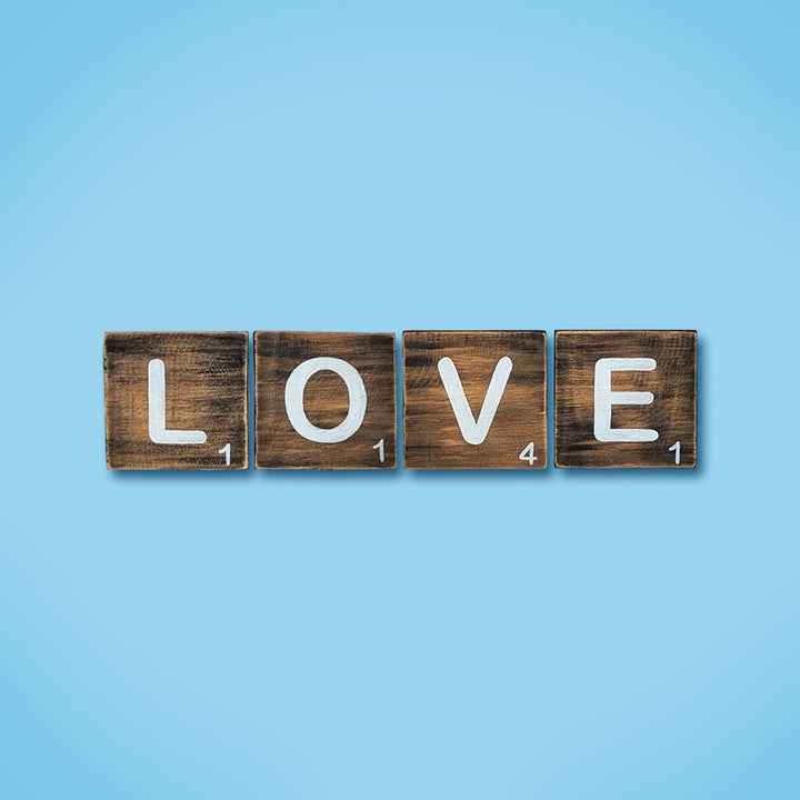 Hand Painted Scrabble Wooden Letter Tiles - Love