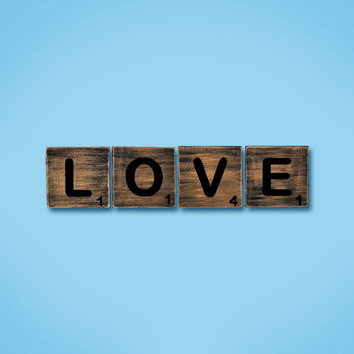 Hand Painted Scrabble Wooden Letter Tiles - Love