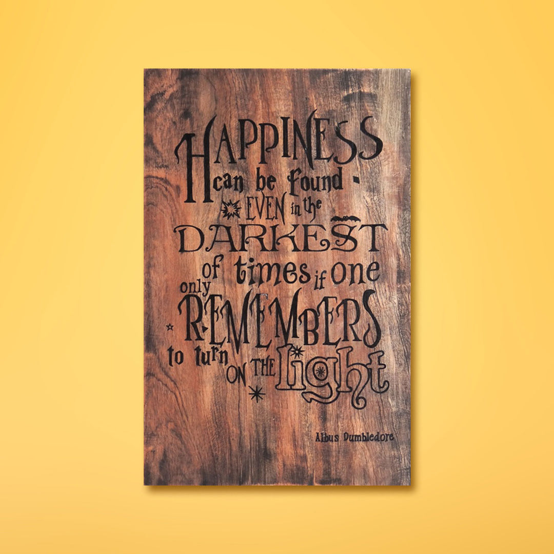 Finding Happiness Inspirational Dark Wooden Quote Board