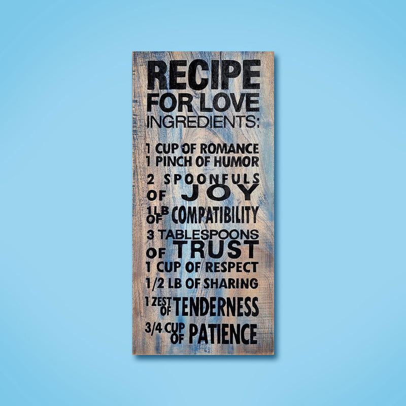 Recipe for Love Wooden Wall Decor Board