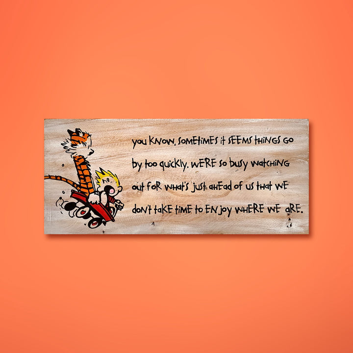 Motivational Wooden Wall Decor Board - Enjoy Where You Are