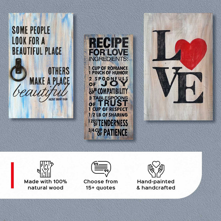 Recipe for Love Wooden Wall Decor Board