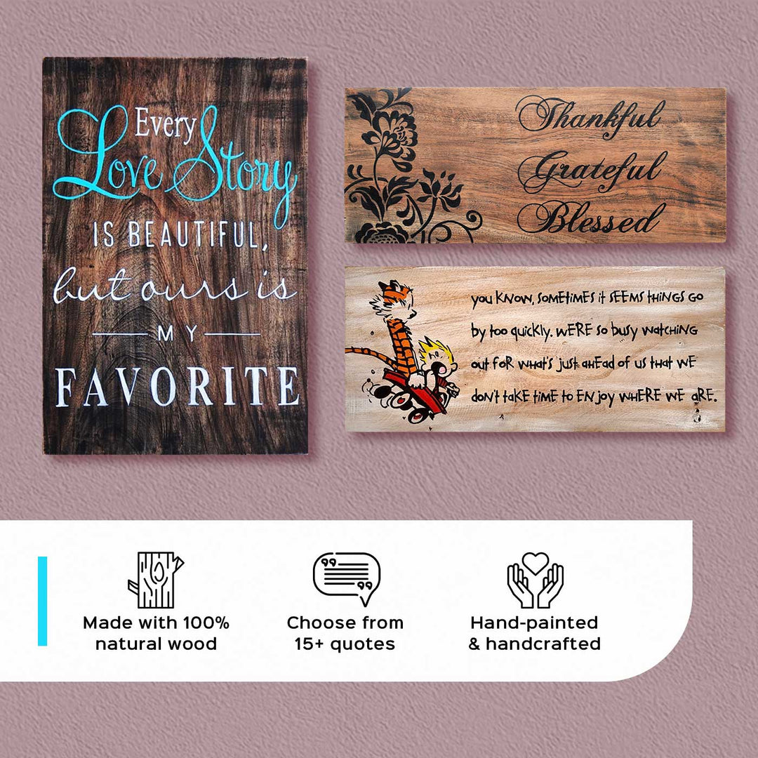 Thankful, Grateful, Blessed Wooden Plaque