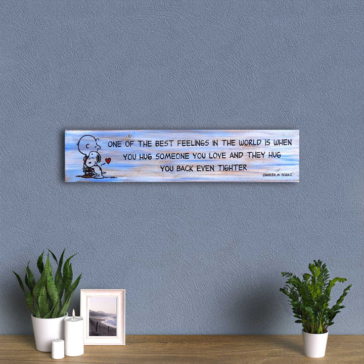 Heart Warming Wooden Wall Decor Board - Love & Hugs Quote