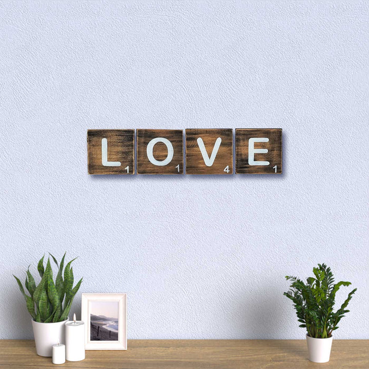 Hand Painted Scrabble Wooden Letter Tiles - Love