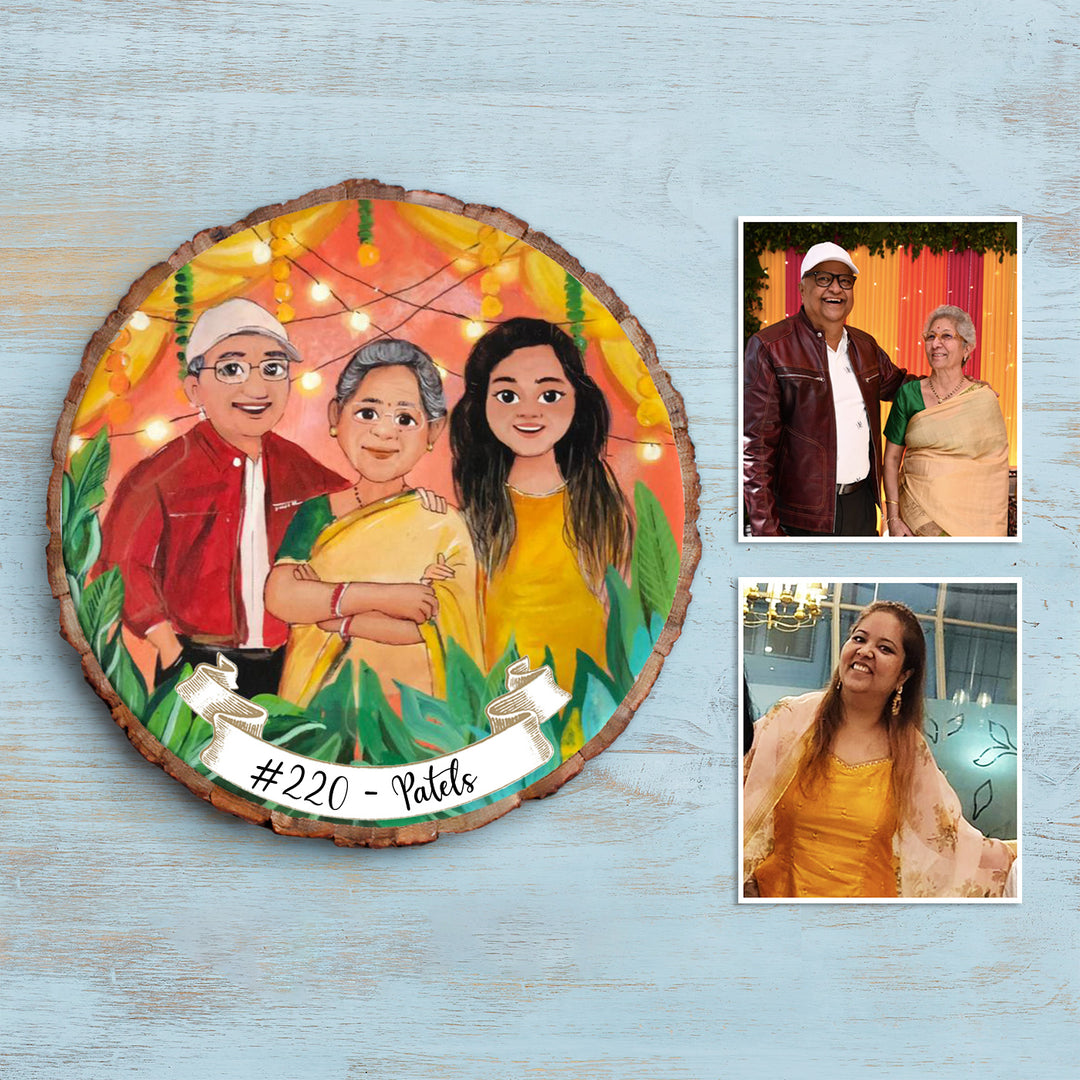 Photo Caricature Bark Nameplate with Stand